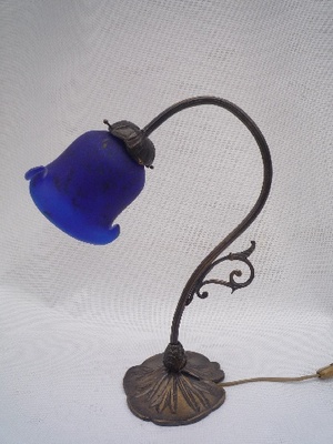 Lámpara Nymphea azul moteado. Altura 45 cm. Vidrio de pasta de latón sólido - Lámparas