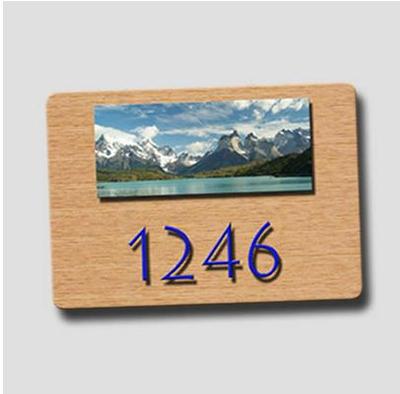 Señalización de madera de imitación - Número de puerta con foto